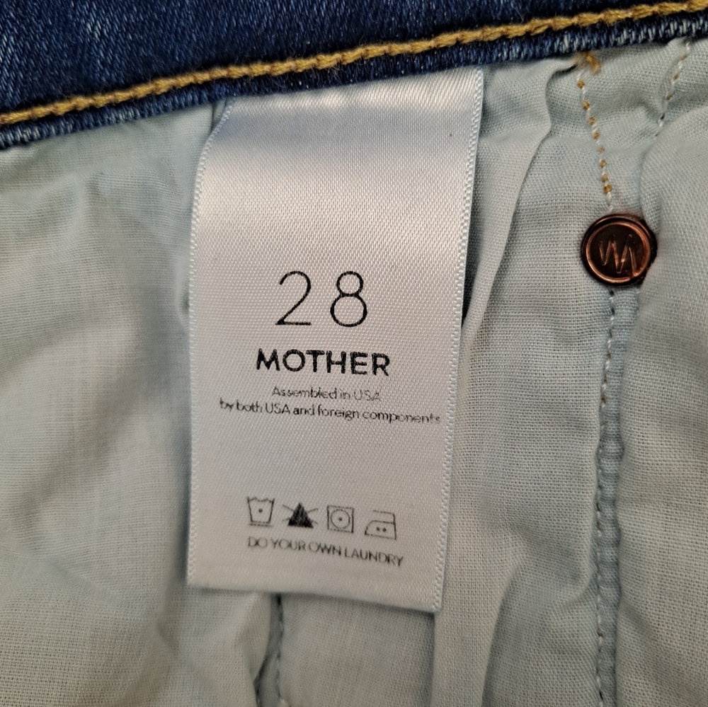 Mother Dark Blue Tequila Truth Denim The Dropout Cotton Blend Jeans USA Size 28 - Picture 7 of 12